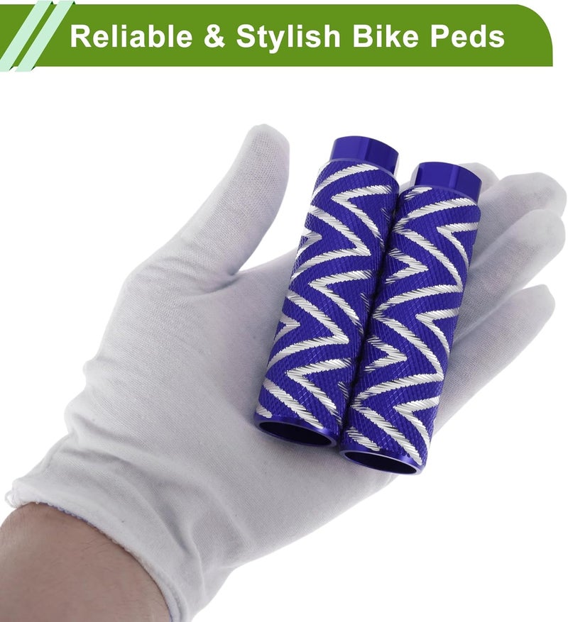 Partuto 4 Pcs Aluminum Alloy Anti-Skid Bike Pegs 100mm Length Wave Texture Bicycle Backseats Stands Cycling Foot Pegs 3/8 Inch Axles - Image 5